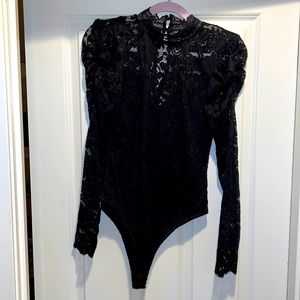 Lulu’s black lace high neck bodysuit NWT